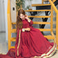 Maroon Gold-Trimmed Festive Maxi