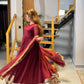 Maroon Gold-Trimmed Festive Maxi