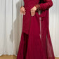 Maroon Embroidered Chiffon Sharara Set