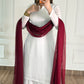 White Silk Straight Suit with Maroon Dupatta