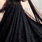 Black Lace Flared Maxi Dress
