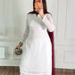White Silk Straight Suit with Maroon Dupatta