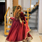 Maroon Gold-Trimmed Festive Maxi