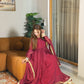 Maroon Gold-Trimmed Festive Maxi
