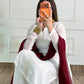 White Silk Straight Suit with Maroon Dupatta
