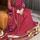 Maroon Gold-Trimmed Festive Maxi