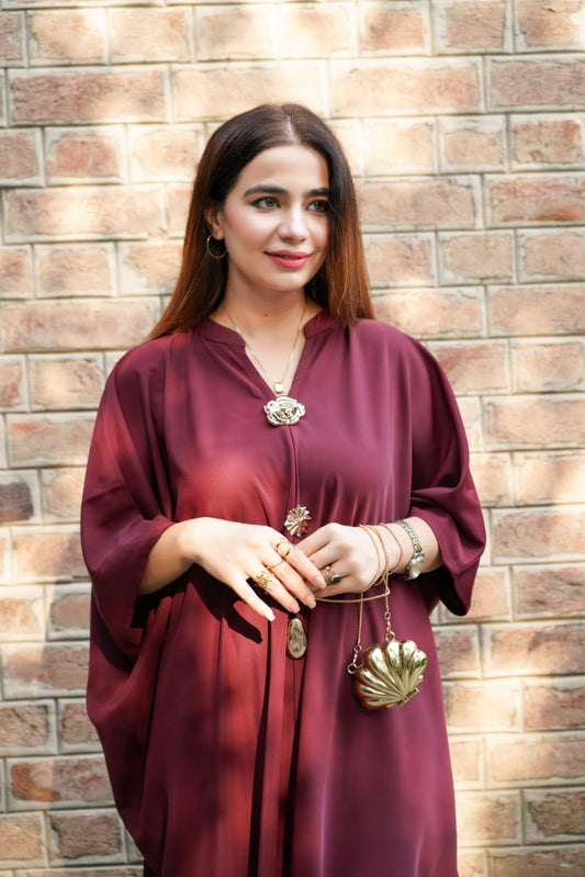 Burgundy Luxe Satin Kaftan