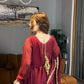 Maroon Gold-Trimmed Festive Maxi