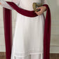 White Silk Straight Suit with Maroon Dupatta