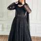 Black Lace Flared Maxi Dress