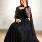 Black Lace Flared Maxi Dress