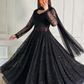 Black Lace Flared Maxi Dress