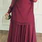 Maroon Chiffon Gharara Suit