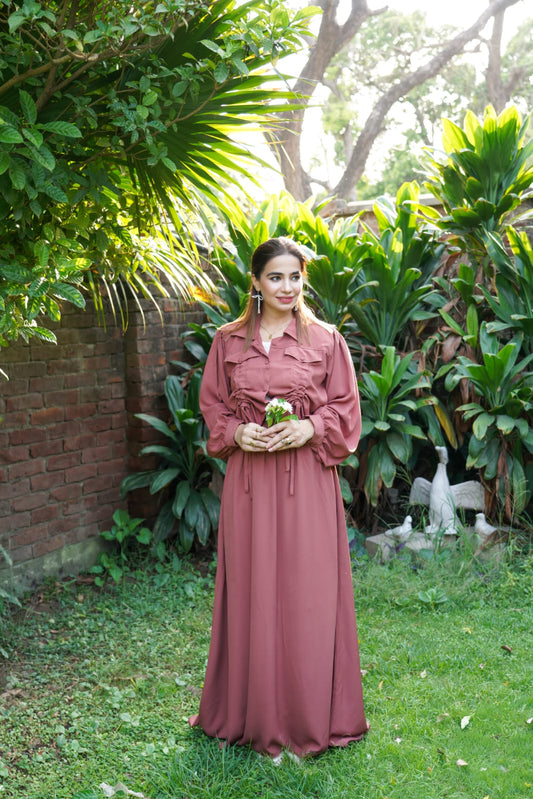 Button-Front Top & Flowing Skirt Set