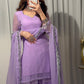 Lilac Silver-Touch Chiffon Sharara Set