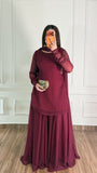 Maroon Chiffon Gharara Suit