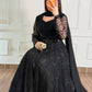 Black Lace Flared Maxi Dress