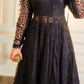 Black Lace Flared Maxi Dress