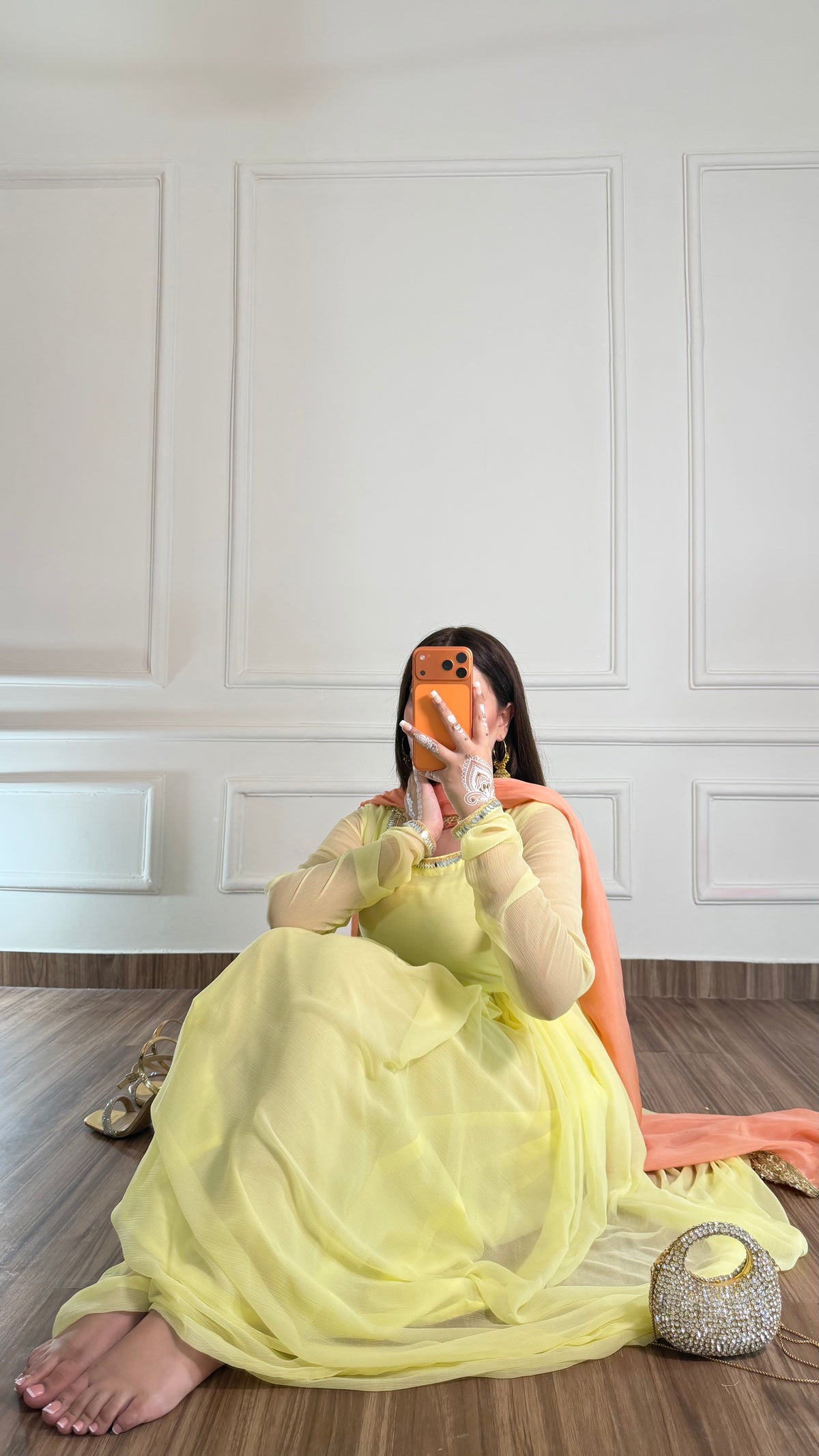 Pastel Yellow & Peach Festive Maxi