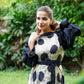 Polka Muse/Belted Balloon Sleeves Maxy