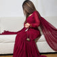 Maroon Embroidered Chiffon Sharara Set
