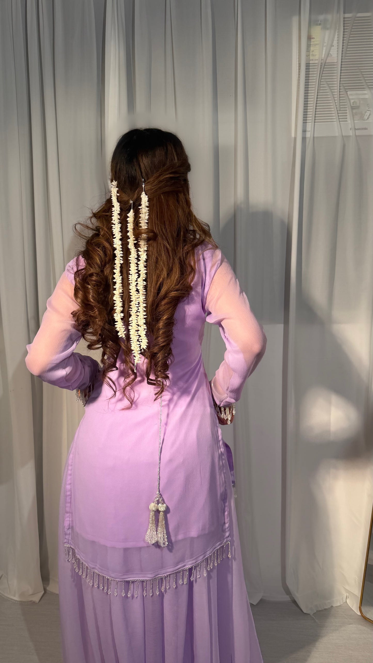 Lilac Silver-Touch Chiffon Sharara Set