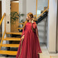 Maroon Gold-Trimmed Festive Maxi
