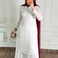 White Silk Straight Suit with Maroon Dupatta